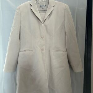 Rachel Z Women’s Solid Ivory Long Sleeve Long Blazer 100% Polyester Sz 12 NWNT